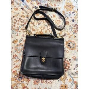 VTG Coach Willis 9927 Crossbody Shoulder Bag Black Leather Top Handle
